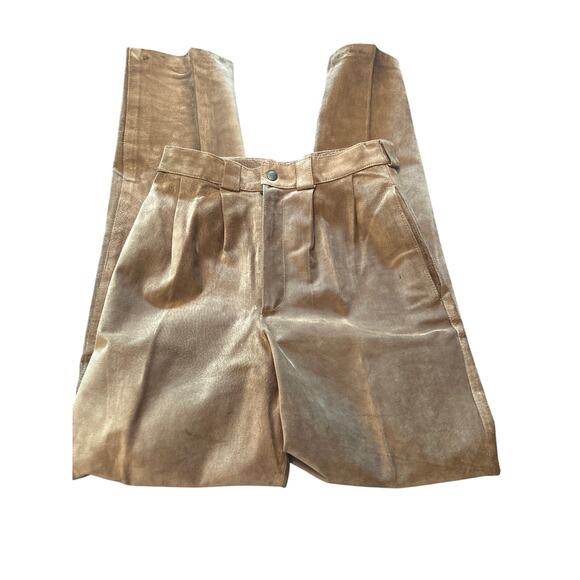 GUC Man Cover Men's Tan Suede Pants Pockets Pleats Pockets Size 30 x 31 - Picture 2 of 7